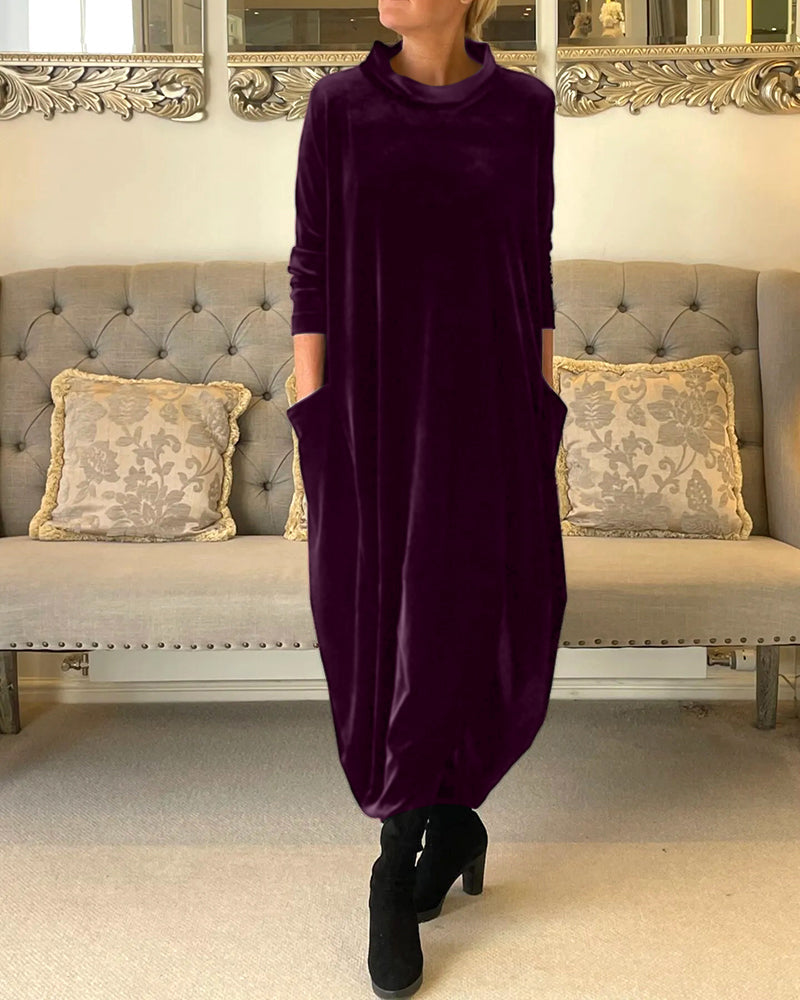 Robe en Velours Chic avec Poches Pratiques pour un Confort Idéal