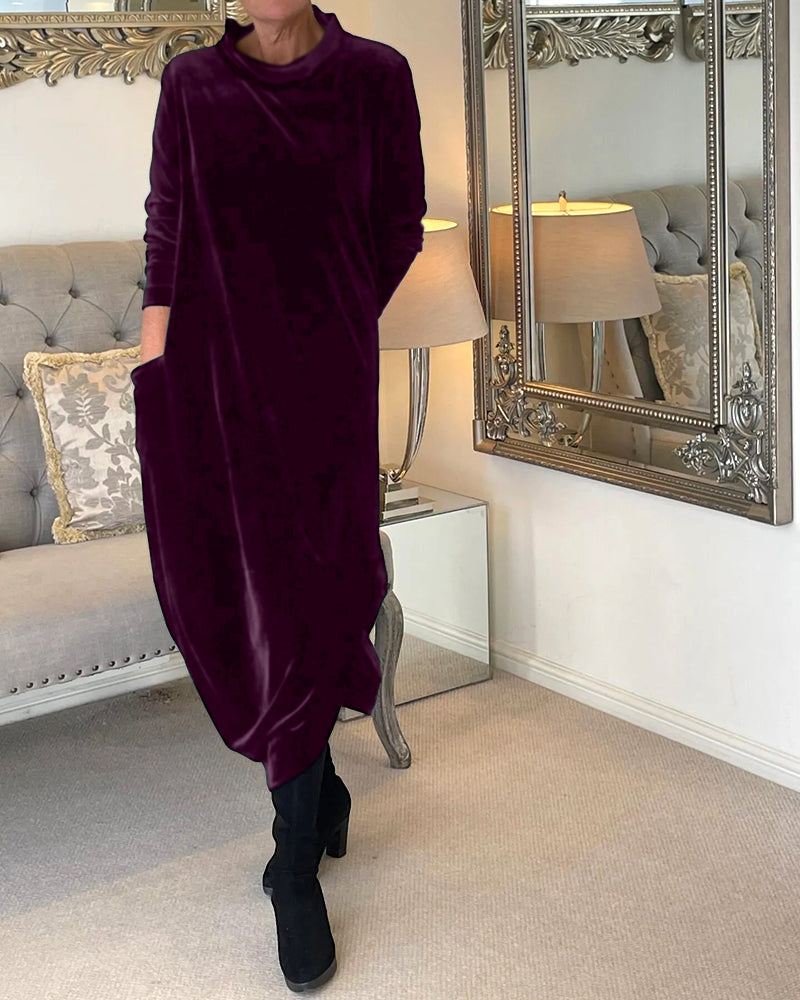 Robe en Velours Chic avec Poches Pratiques pour un Confort Idéal