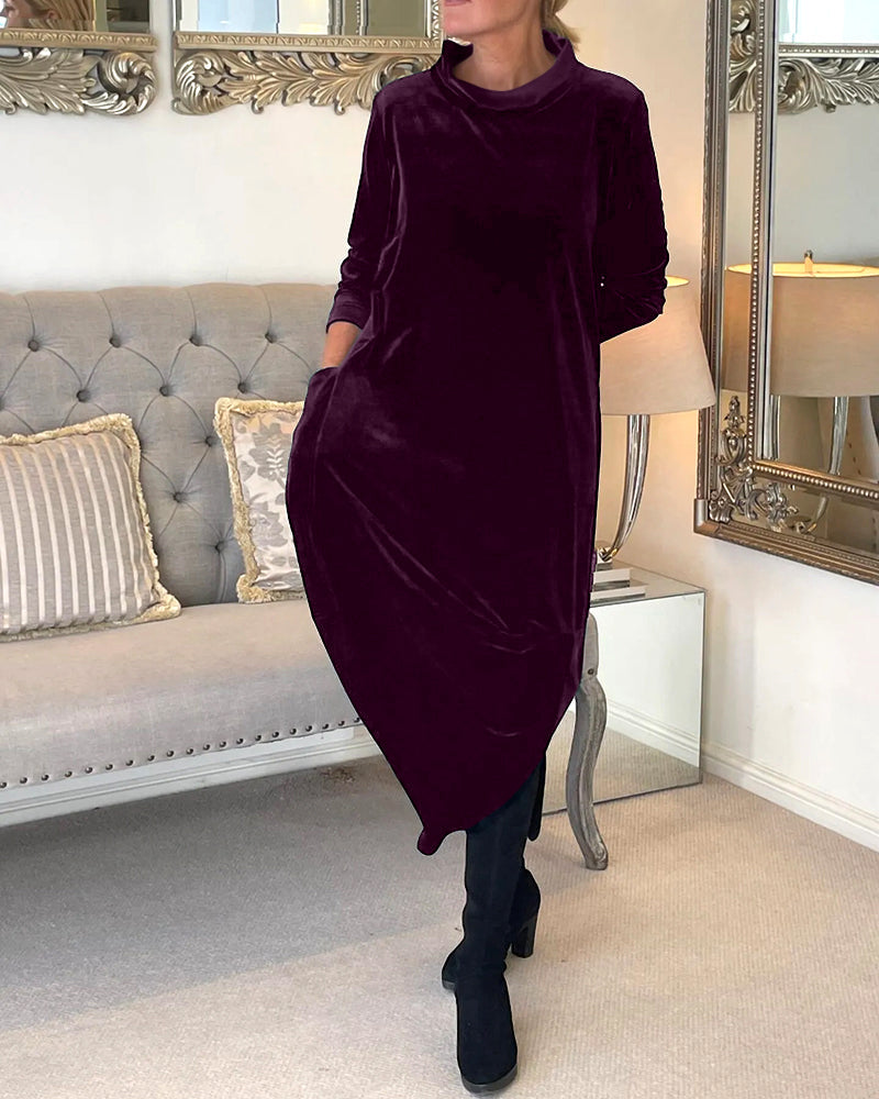 Robe en Velours Chic avec Poches Pratiques pour un Confort Idéal