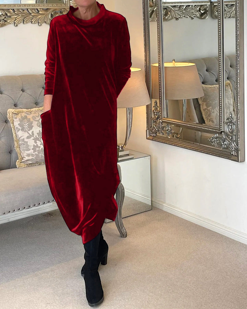 Robe en Velours Chic avec Poches Pratiques pour un Confort Idéal