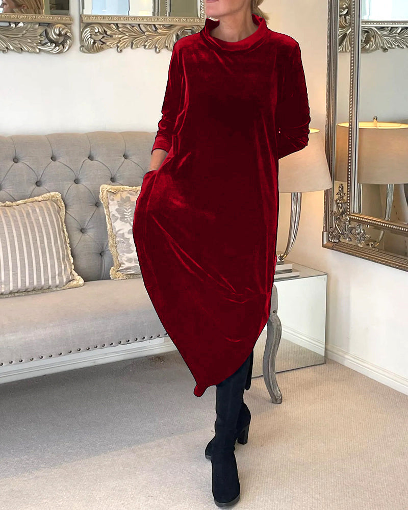 Robe en Velours Chic avec Poches Pratiques pour un Confort Idéal