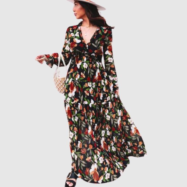 Robe Maxi en Chiffon à Imprimé Floral