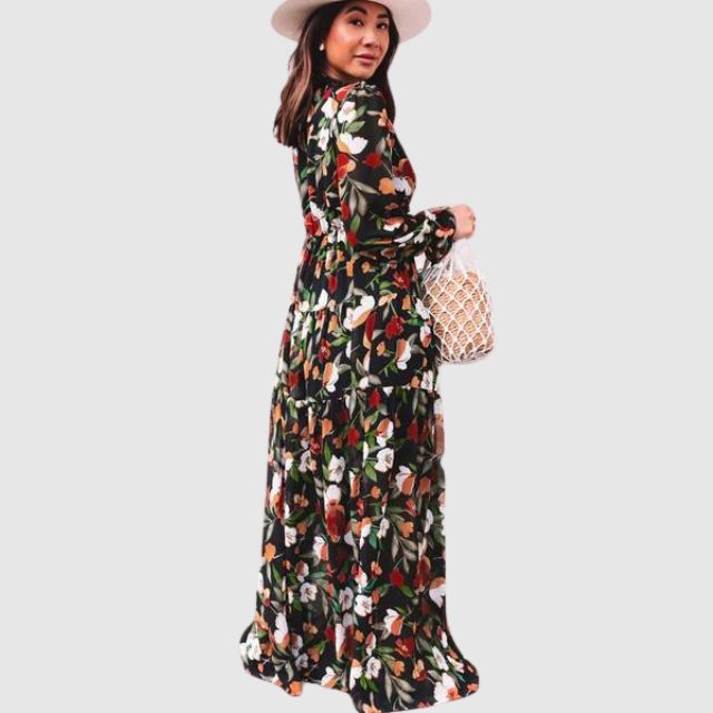 Robe Maxi en Chiffon à Imprimé Floral