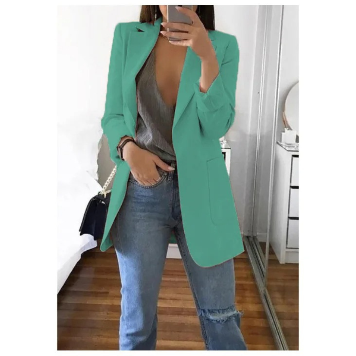 Blazer Femme Imprimé à Double Boutonnage - Idéal pour le Bureau