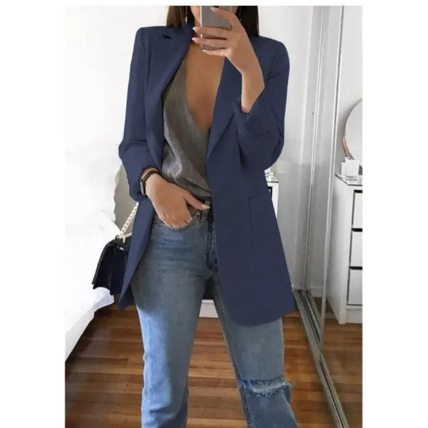 Blazer Femme Imprimé à Double Boutonnage - Idéal pour le Bureau