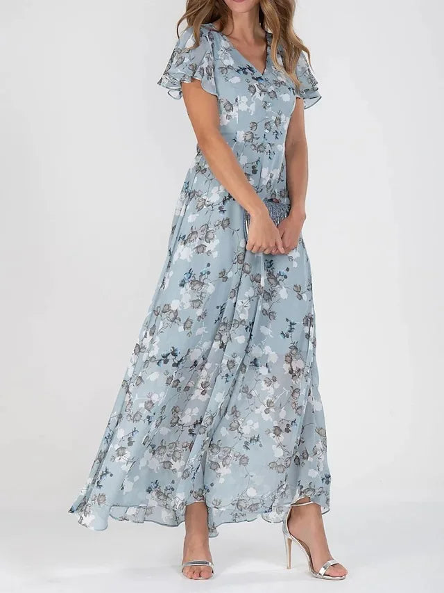 Robe Chic en Chiffon avec Imprimé Floral