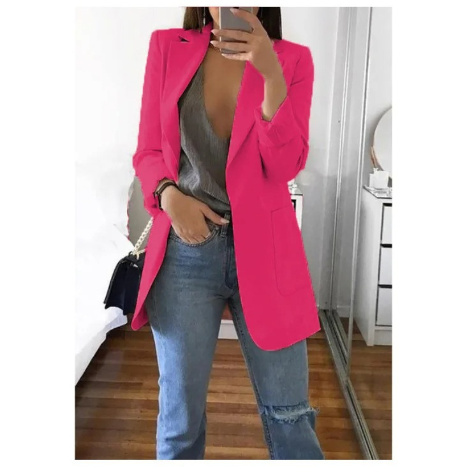 Blazer Femme Imprimé à Double Boutonnage - Idéal pour le Bureau