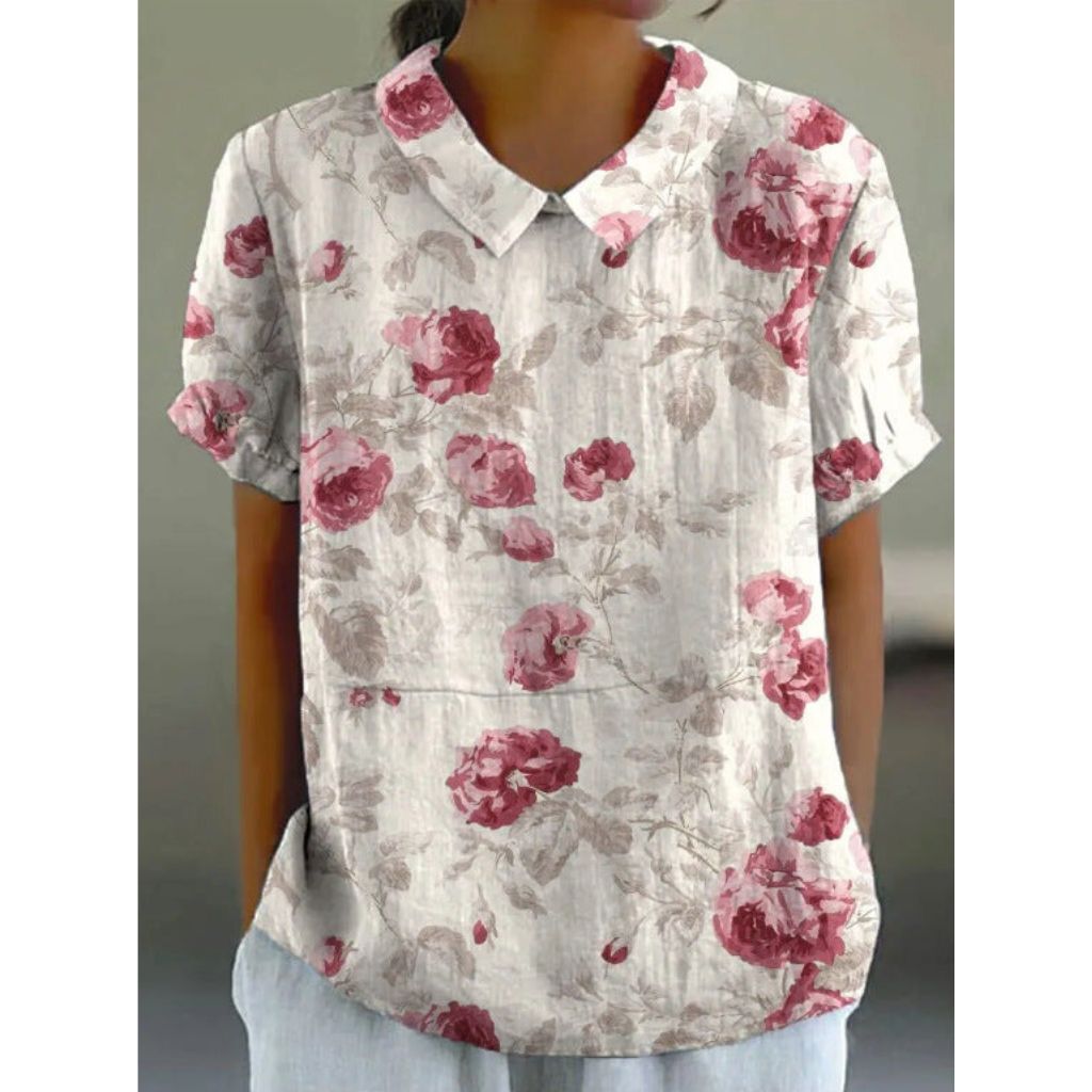 Blouse en Coton à Imprimé Floral Champêtre