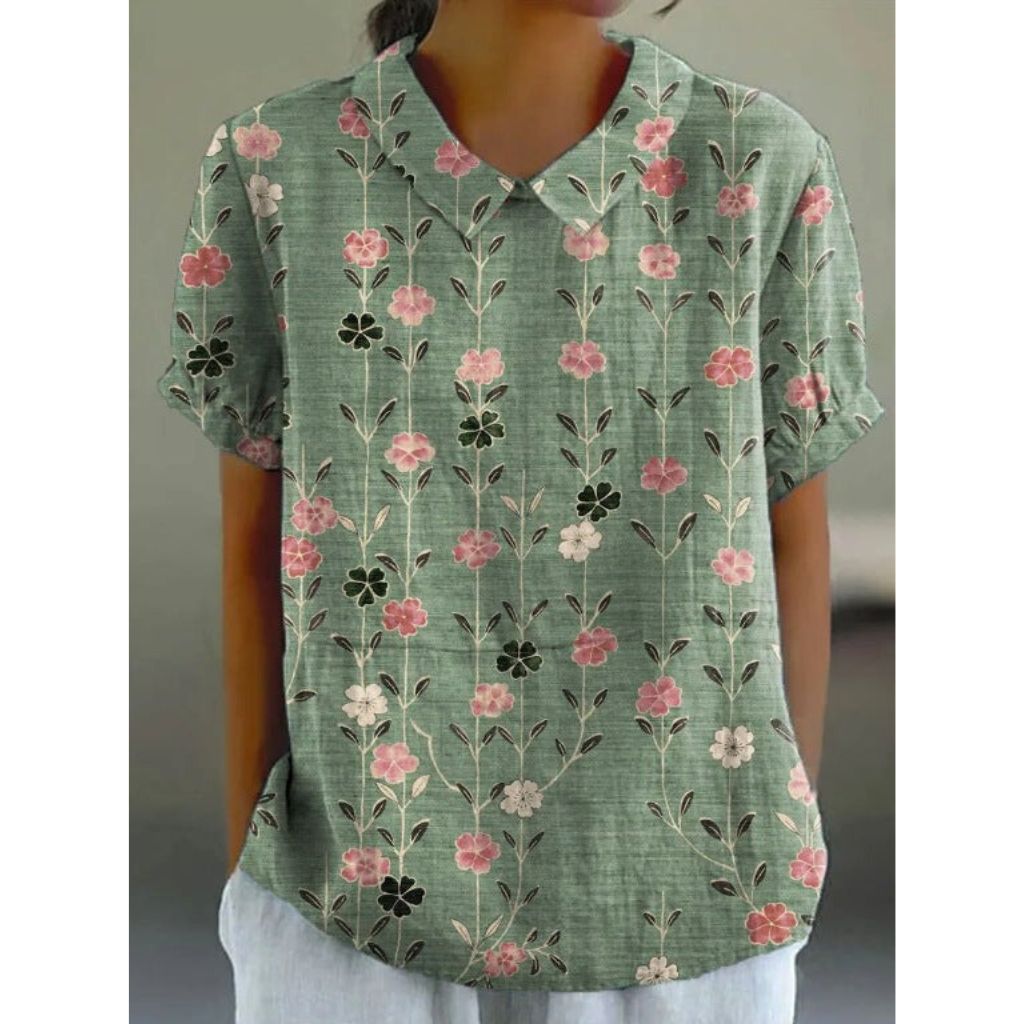 Blouse en Coton à Imprimé Floral Champêtre
