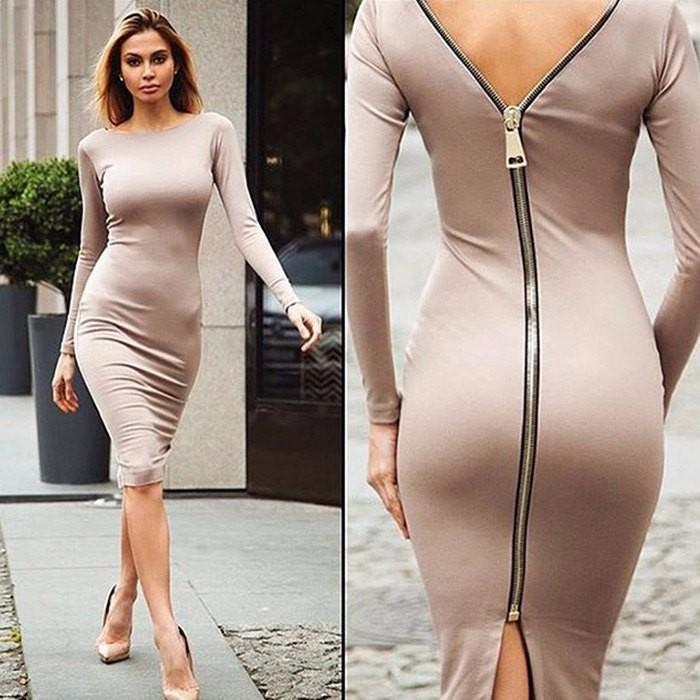 Robe Bodycon Bernadeth avec Zip Longitudinal au Dos