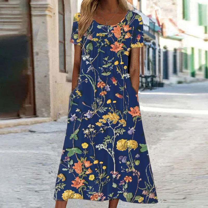 Robe Chic à Imprimé Floral avec Effet Contrôle du Ventre