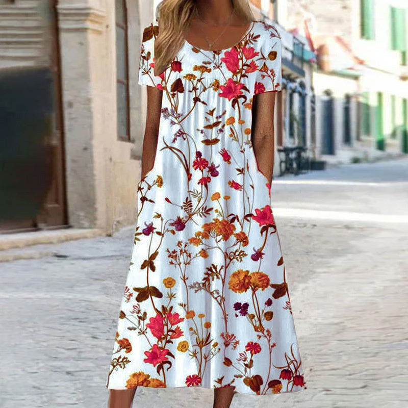 Robe Chic à Imprimé Floral avec Effet Contrôle du Ventre