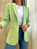 Blazer Élégant Femme Uni avec Poches, Col Revers et Manches Longues