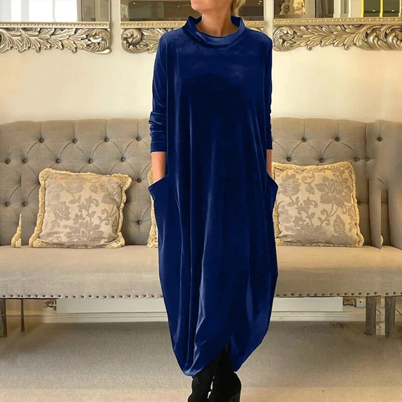 Robe en Velours Chic avec Poches Pratiques pour un Confort Idéal