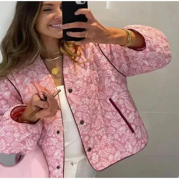 BLOOM – Veste Matelassée Femme Patchwork en Rose