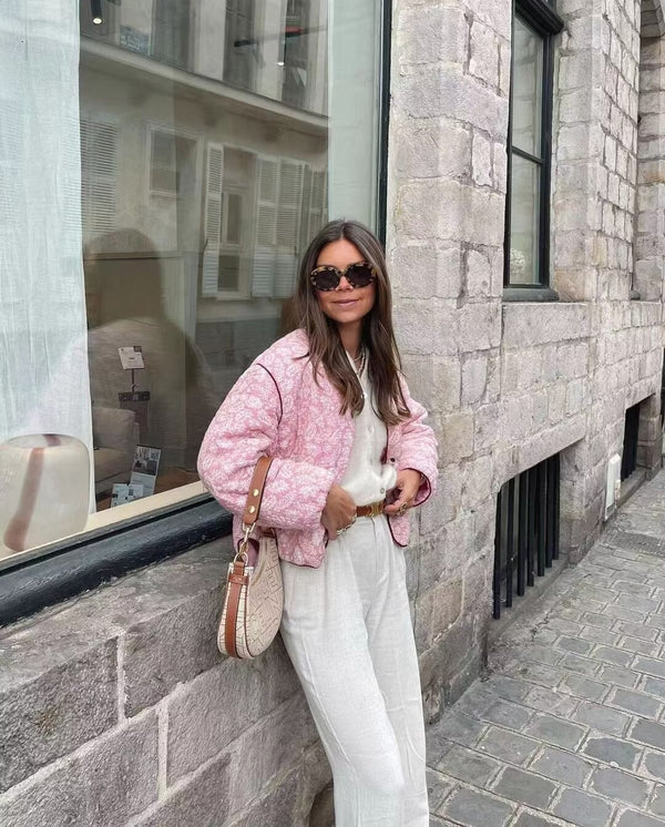 BLOOM – Veste Matelassée Femme Patchwork en Rose