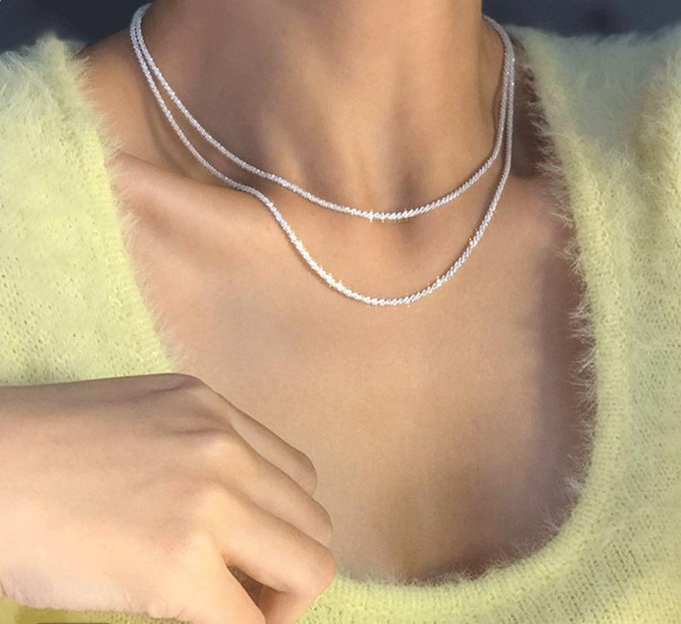 Collier Double Chaîne en Argent Élégant pour Femmes - Design Céleste