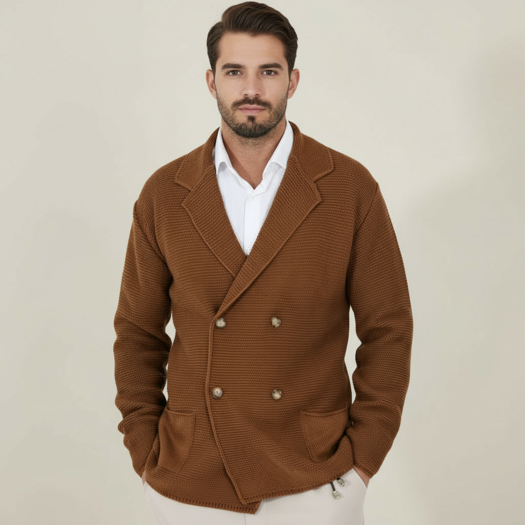 Blazer Cardigan à Double Boutonnage pour Homme | Tissu en Mélange Acrylique
