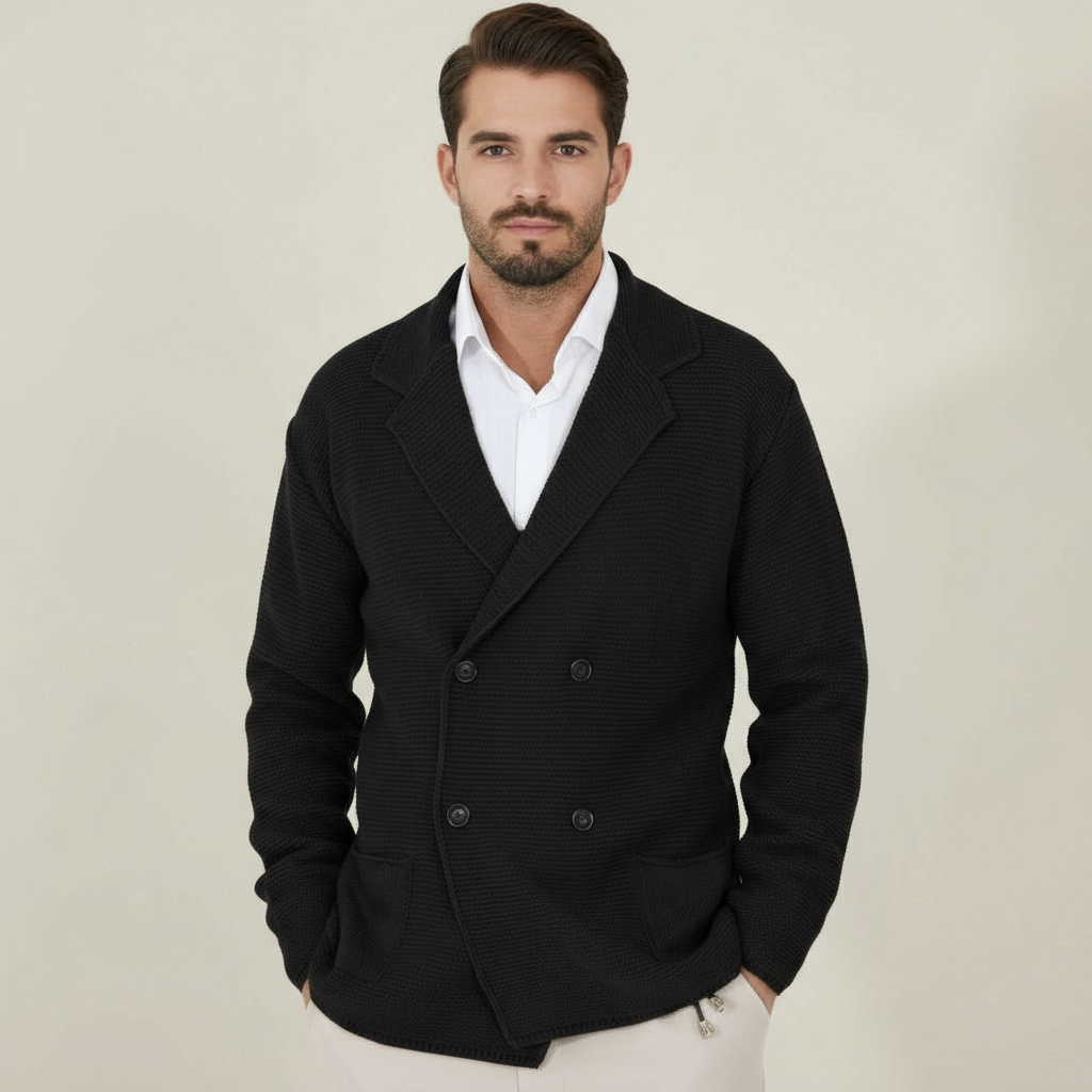 Blazer Cardigan à Double Boutonnage pour Homme | Tissu en Mélange Acrylique
