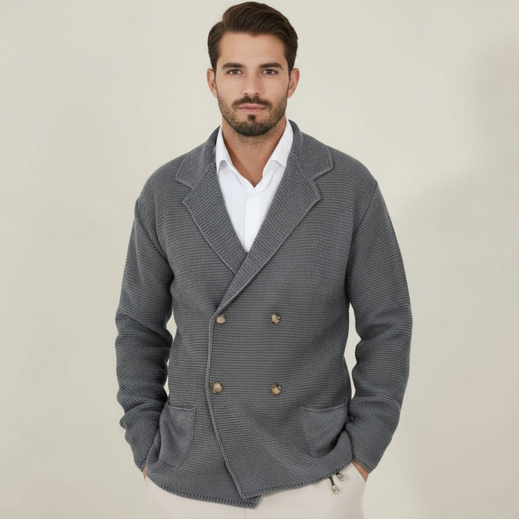 Blazer Cardigan à Double Boutonnage pour Homme | Tissu en Mélange Acrylique