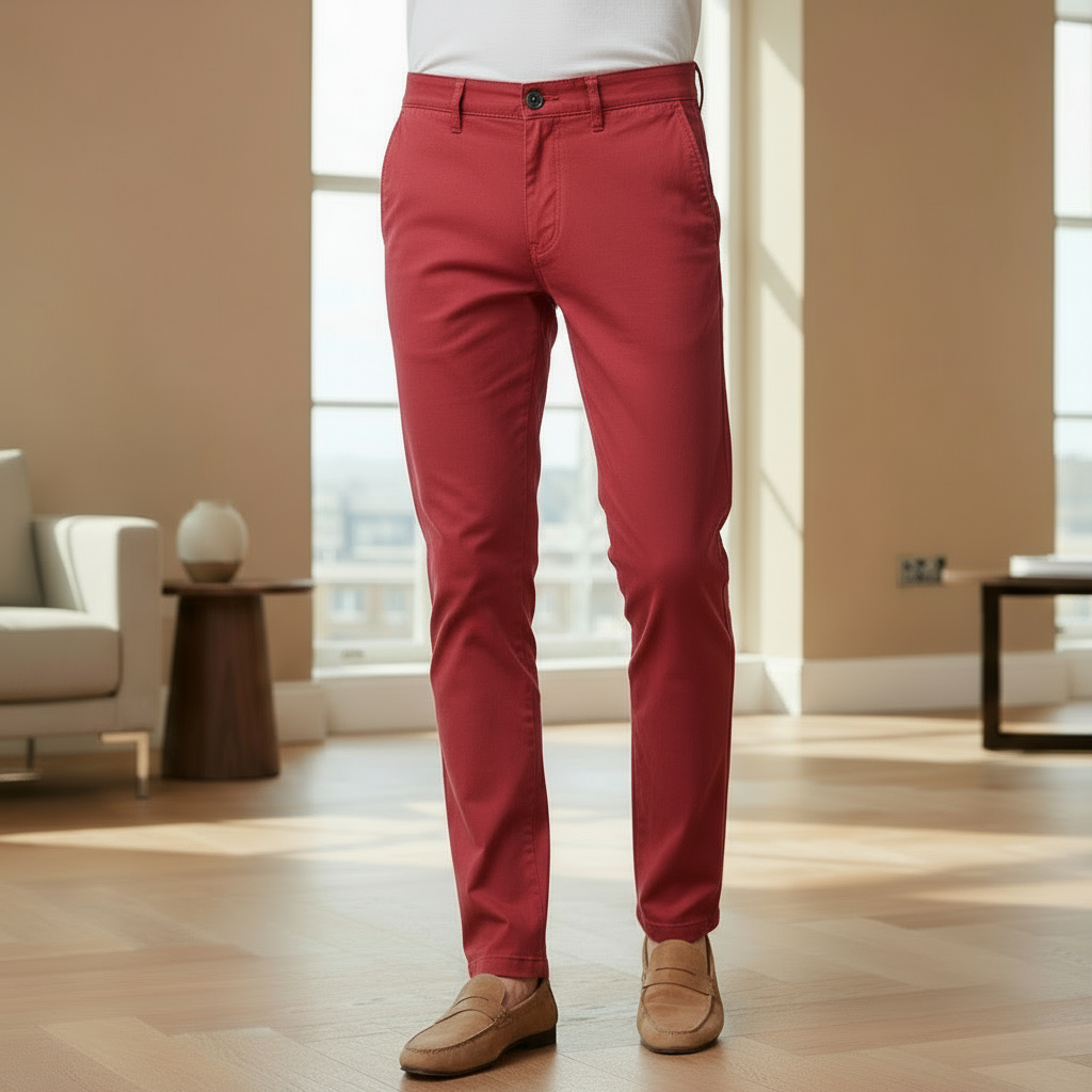 Chino Slim Fit pour Hommes | Kaki Classique en Tissu Résistant