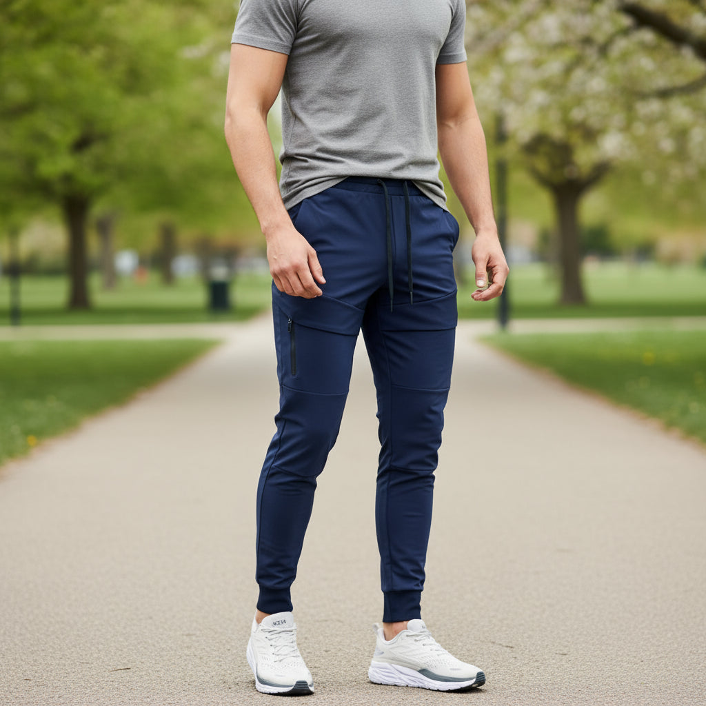 Jogging Slim Fit pour Hommes | Taille Réglable en Mélange de Coton