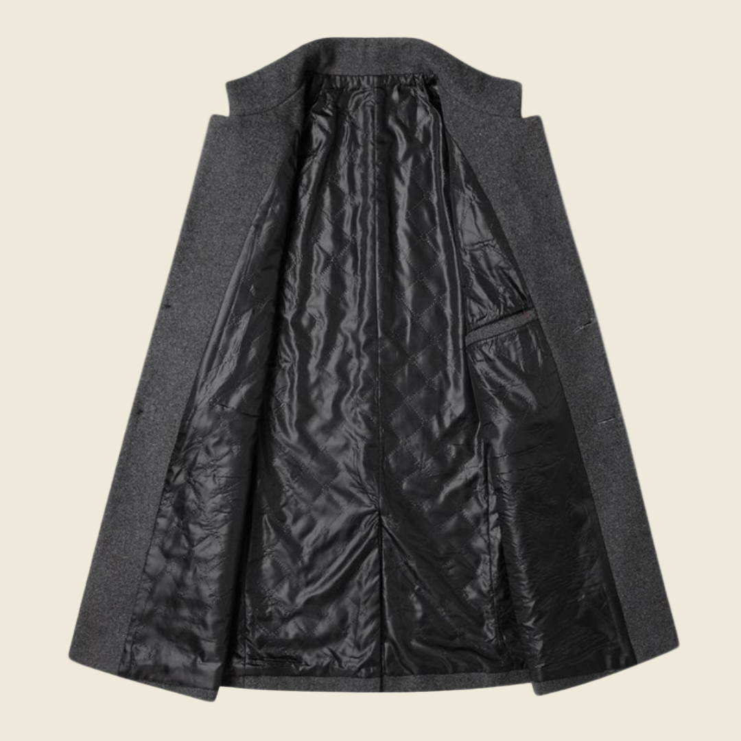 Manteau ajusté pour homme en mélange de laine premium - Style Chesterfield classique