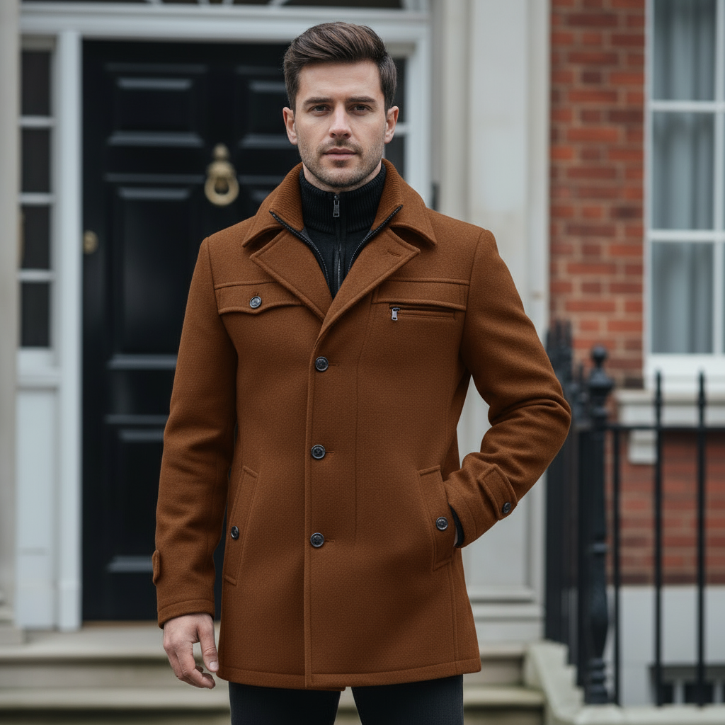 Manteau Peacoat en Laine Mélangée pour Homme | Classique d'Hiver