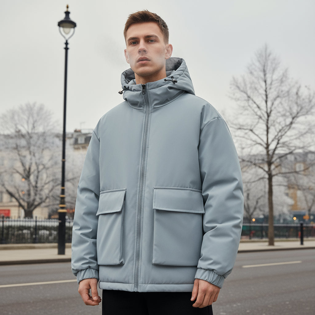 Veste Puffer Oversized Homme | Capuche et Poches Frontales Fonctionnelles