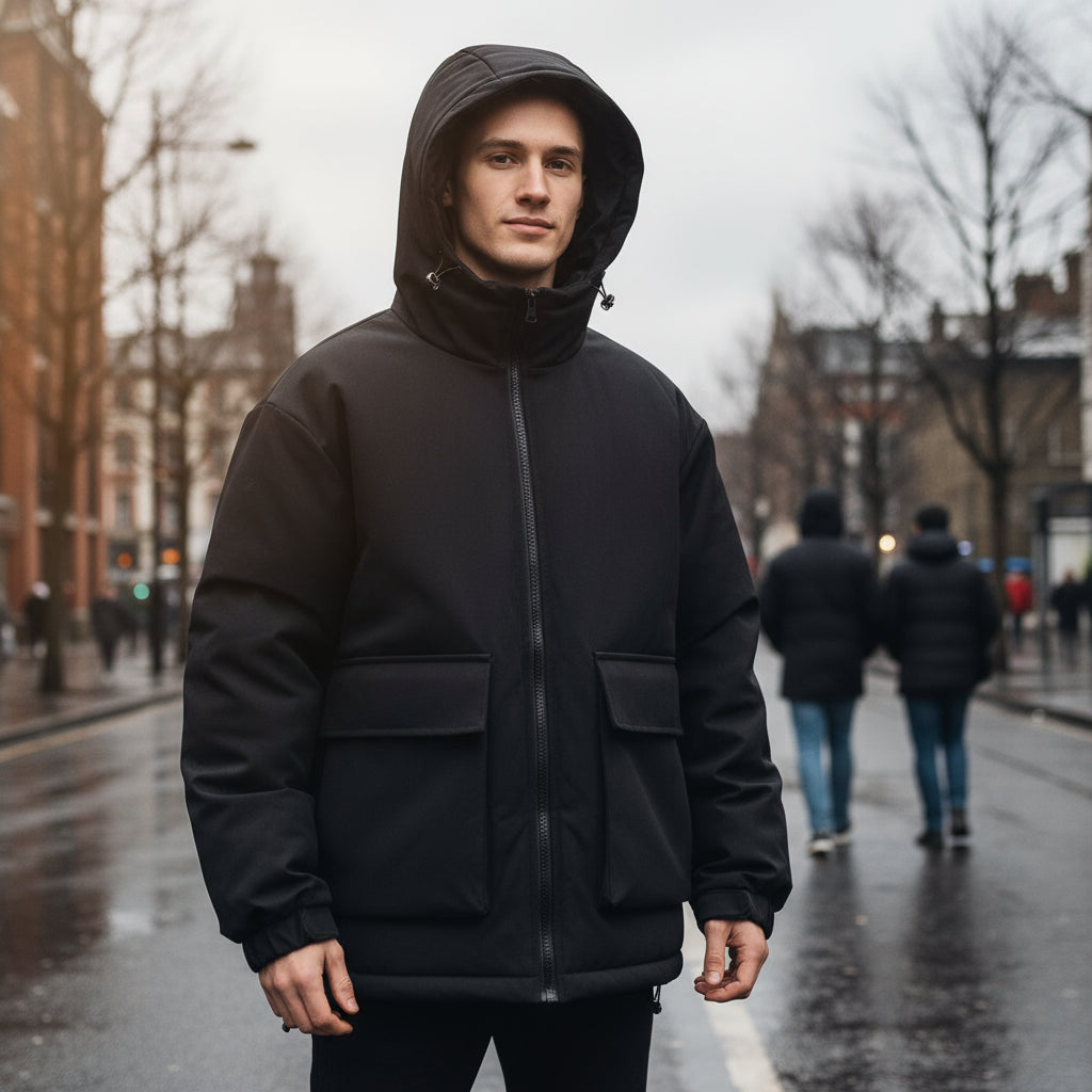 Veste Puffer Oversized Homme | Capuche et Poches Frontales Fonctionnelles