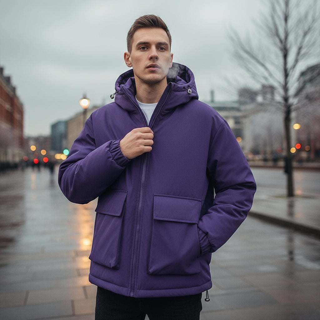 Veste Puffer Oversized Homme | Capuche et Poches Frontales Fonctionnelles