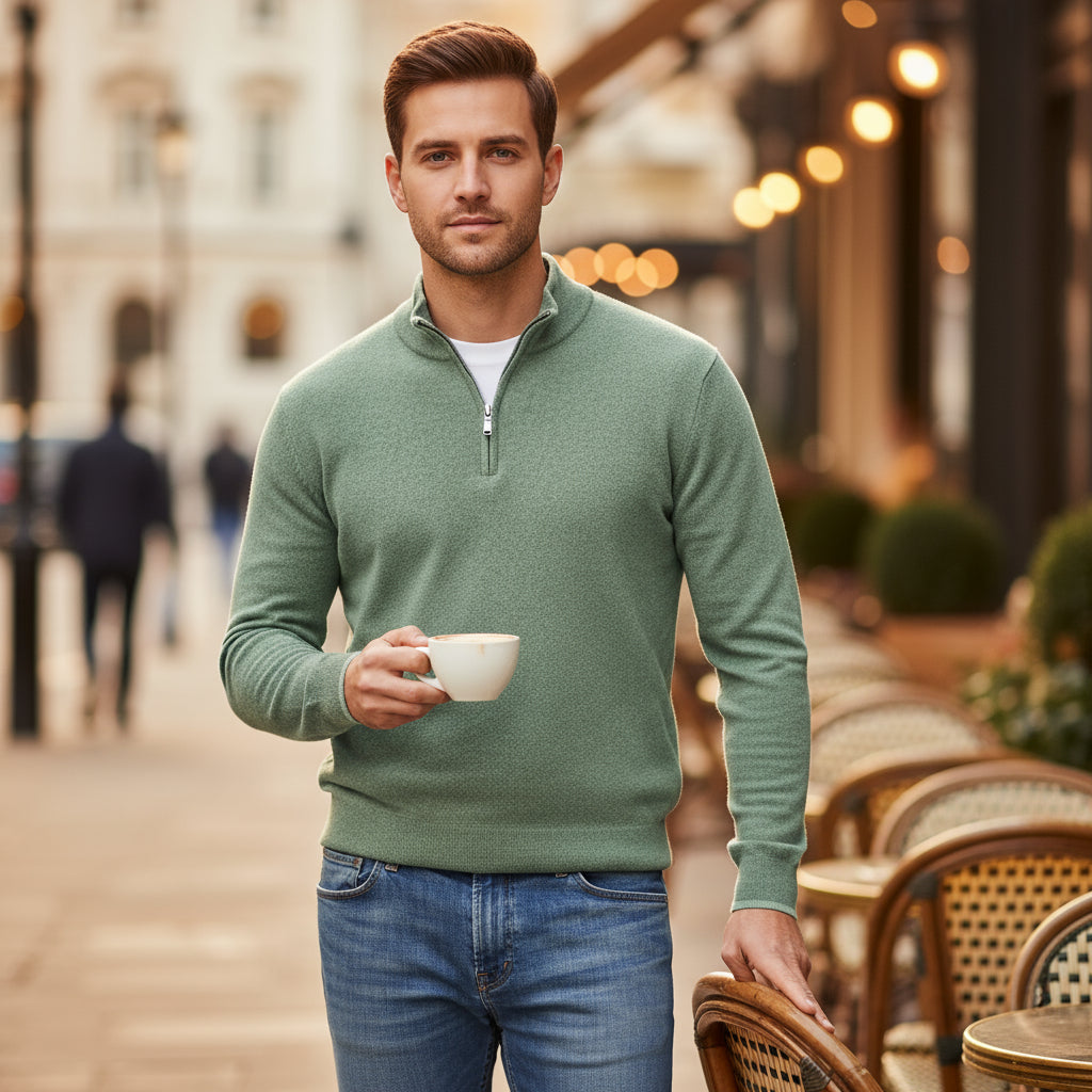 Pull homme col en V | Doux mélange de coton, coupe classique