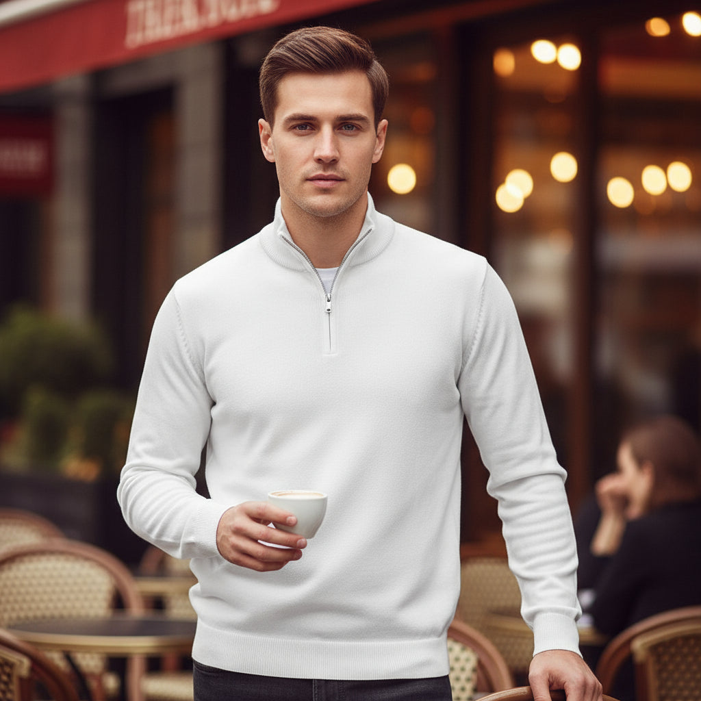 Pull homme col en V | Doux mélange de coton, coupe classique