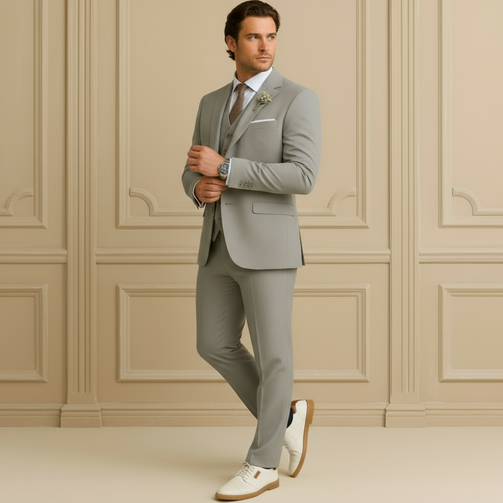 Costume 3 Pièces Slim Fit pour Hommes | Élégance Classique pour Mariages et Événements Formels