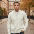 Pull en maille torsadée pour homme | Fermeture éclair intégrale, style décontracté