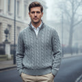 Pull en Tricot Câble pour Homme avec Col Zippé