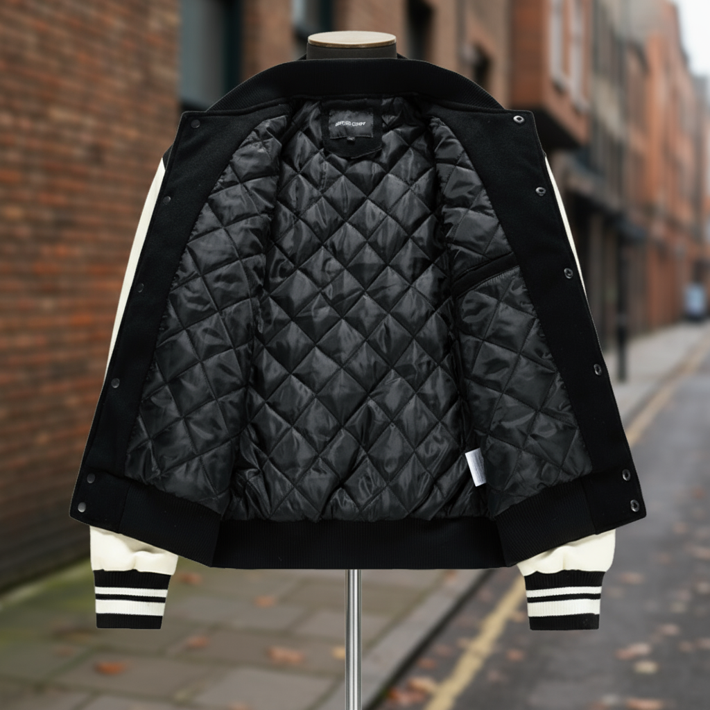 Veste Varsity Homme | Coupe Slim en Mélange de Laine avec Manches en Cuir Synthétique