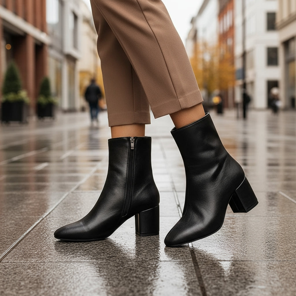 Bottines en Cuir pour Femmes | Élégantes avec Talon Bloc