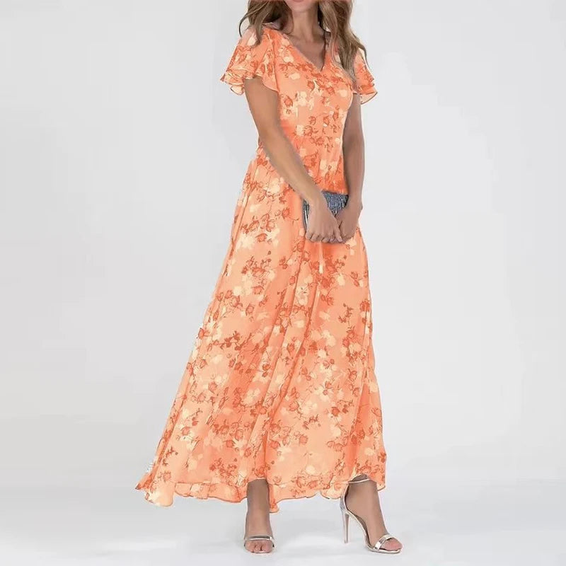 Robe Chic en Chiffon avec Imprimé Floral