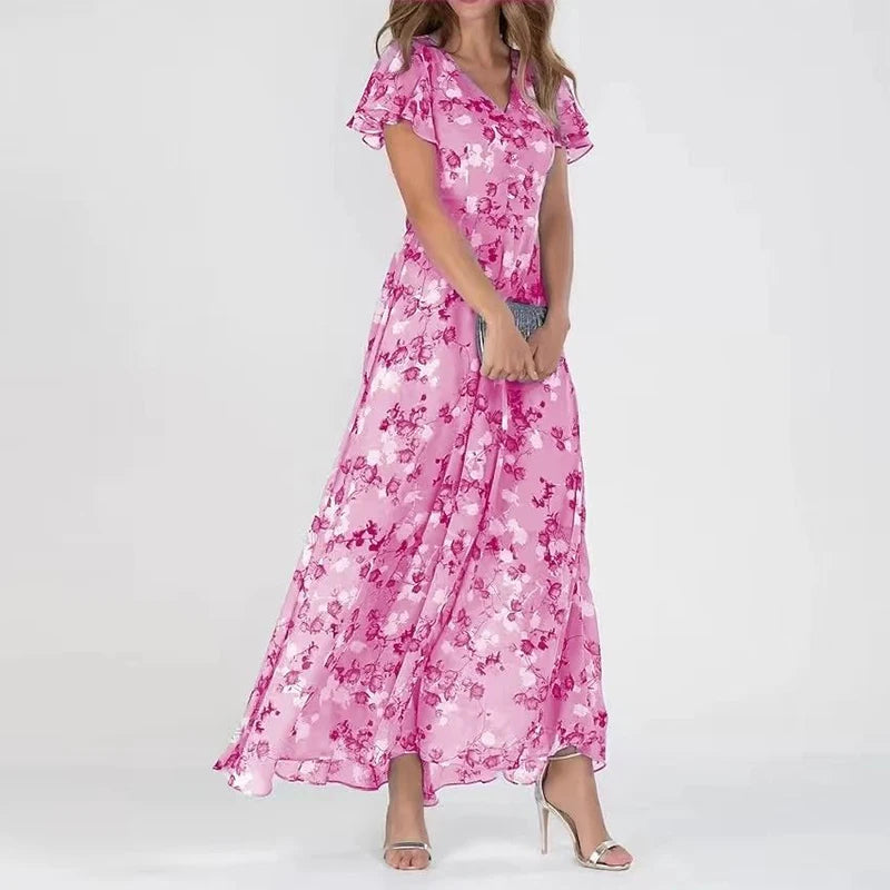 Robe Chic en Chiffon avec Imprimé Floral