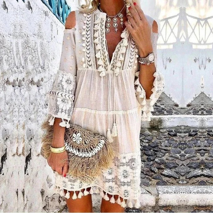 Robe Mini en Dentelle au Style Boho Chic