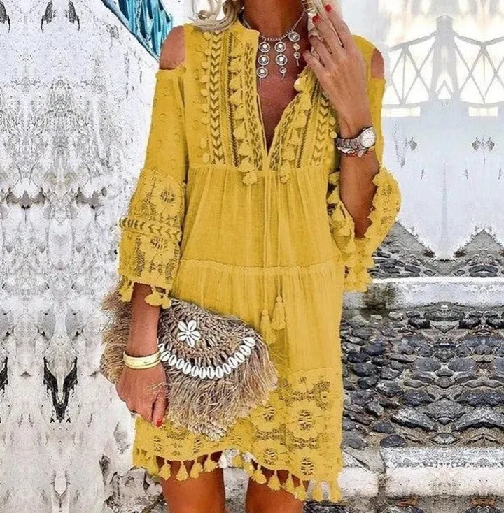 Robe Mini en Dentelle au Style Boho Chic